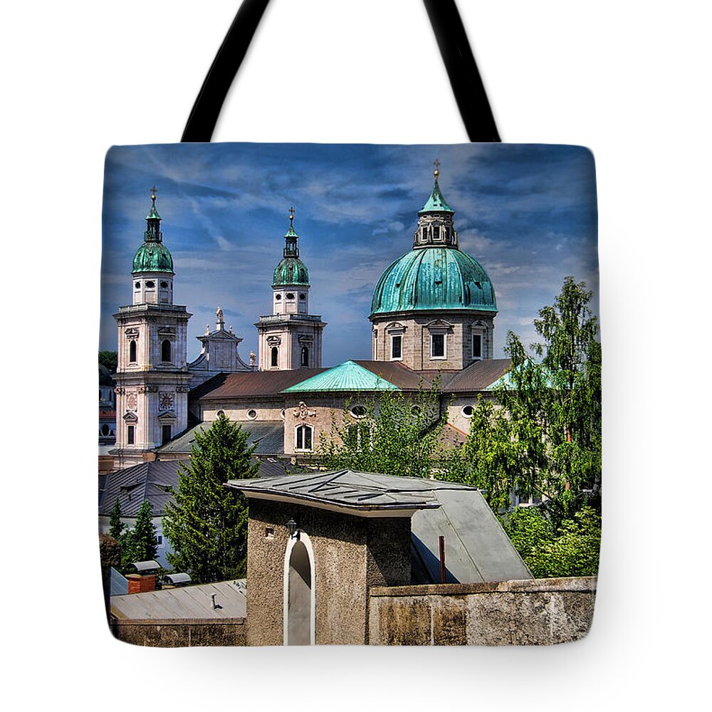 Salzburg Tote Bag featuring the photograph Old Town Salzburg Austria in HDR by Sabine Jacobs