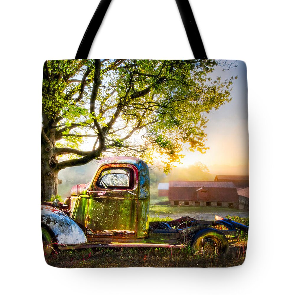 1937 Tote Bag featuring the photograph Old Truck in the Morning by Debra and Dave Vanderlaan