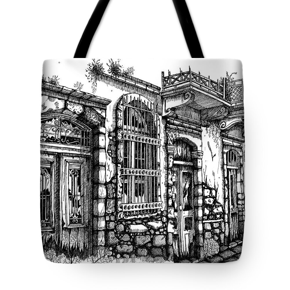  Tote Bag featuring the drawing old Venetian doors by Franko Brkac