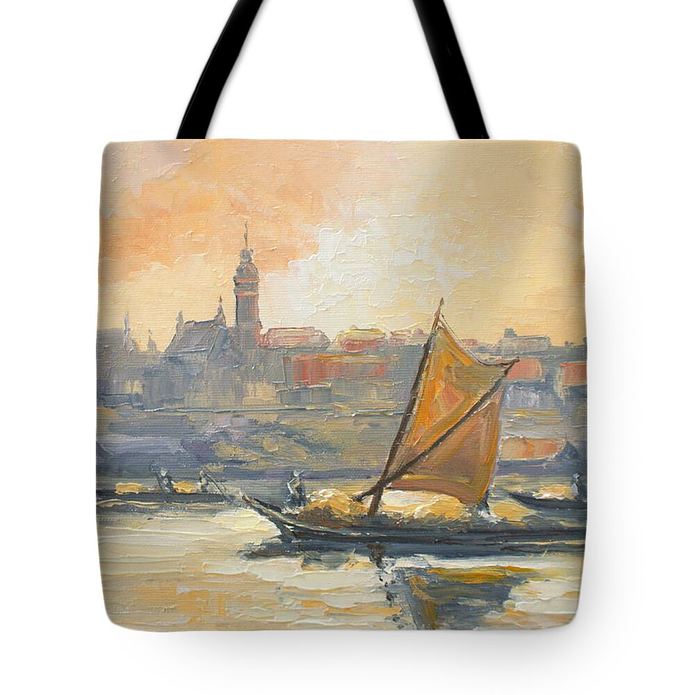 Poland Tote Bag featuring the painting Old Warsaw by Luke Karcz