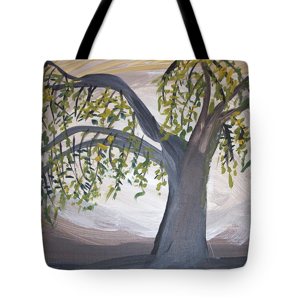 Acrylic Painting Tote Bag featuring the painting Old Willow by Cathy Anderson