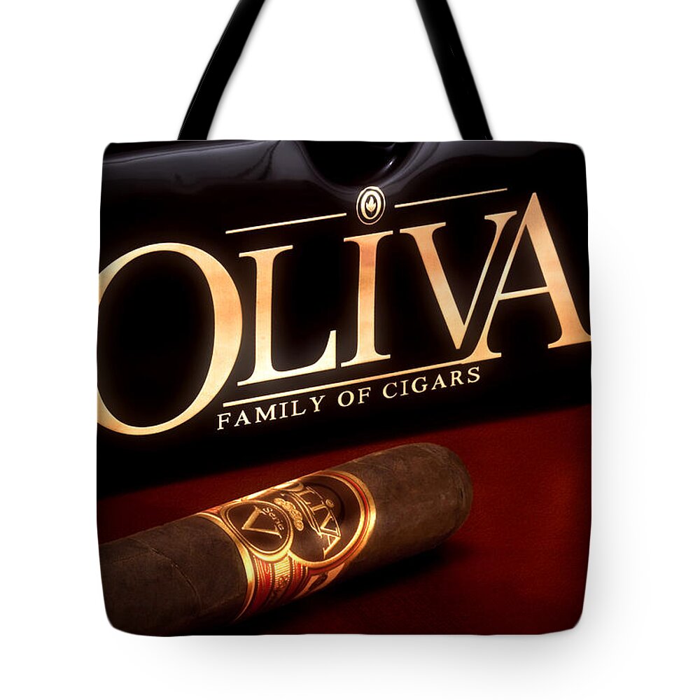 Oliva Tote Bag featuring the photograph Oliva Cigar Still Life by Tom Mc Nemar