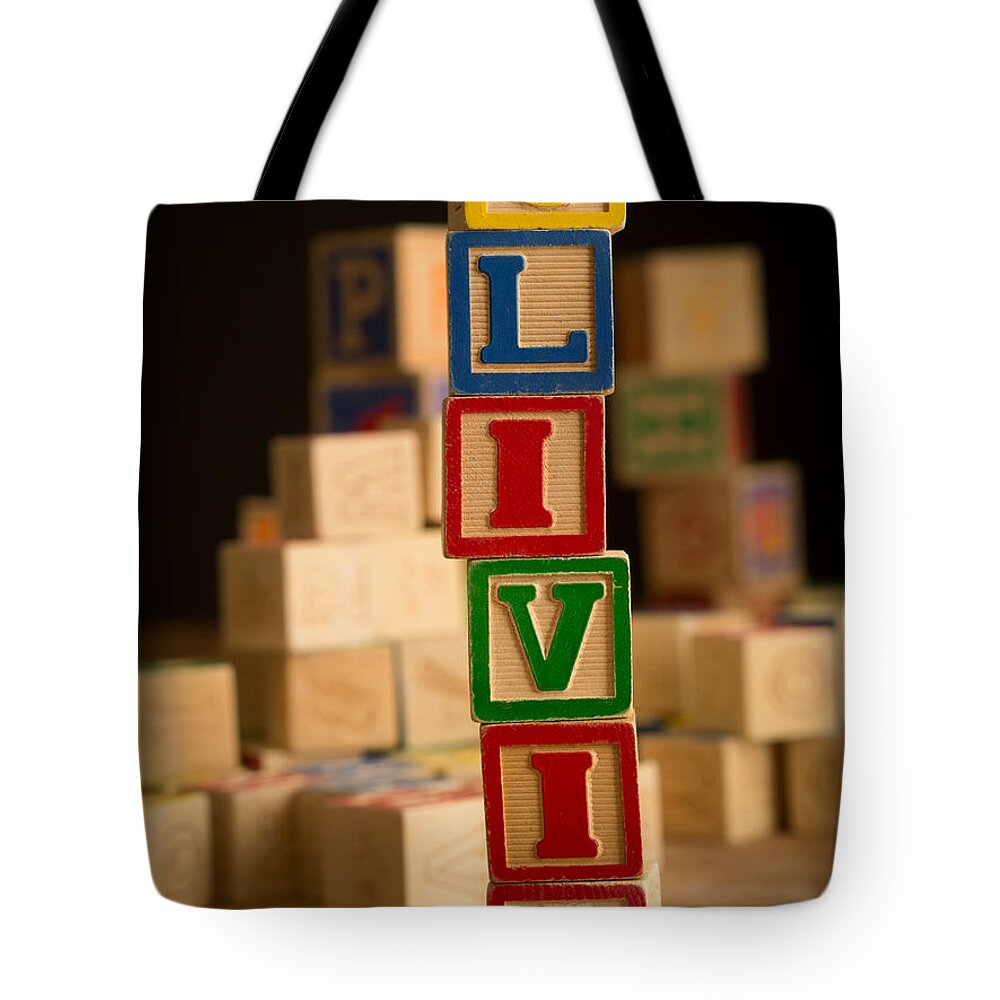Alphabet Tote Bag featuring the photograph OLIVIA - Alphabet Blocks by Edward Fielding