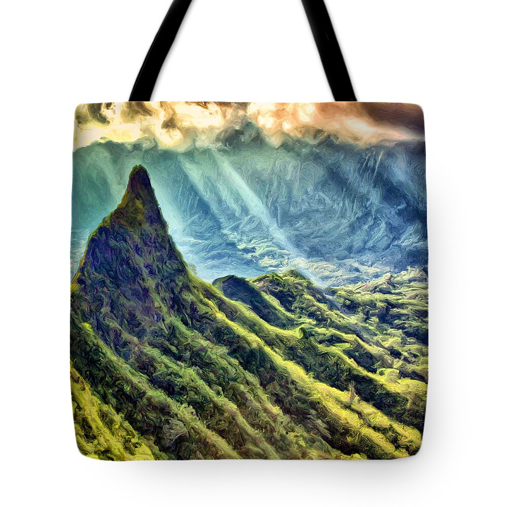 Olomana Tote Bag featuring the painting Olomana and the Koolau Range by Dominic Piperata