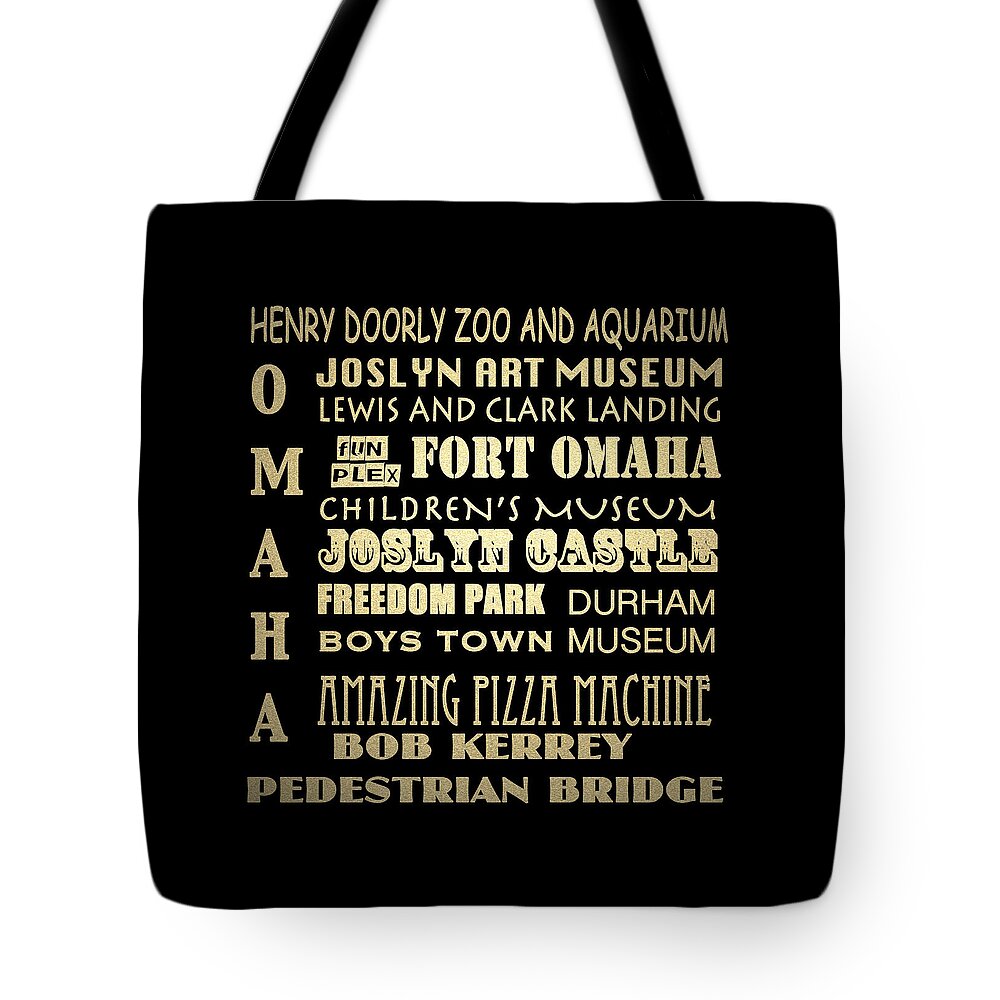 Famous Landmarks Tote Bag featuring the digital art Omaha Famous Landmarks #1 by Patricia Lintner