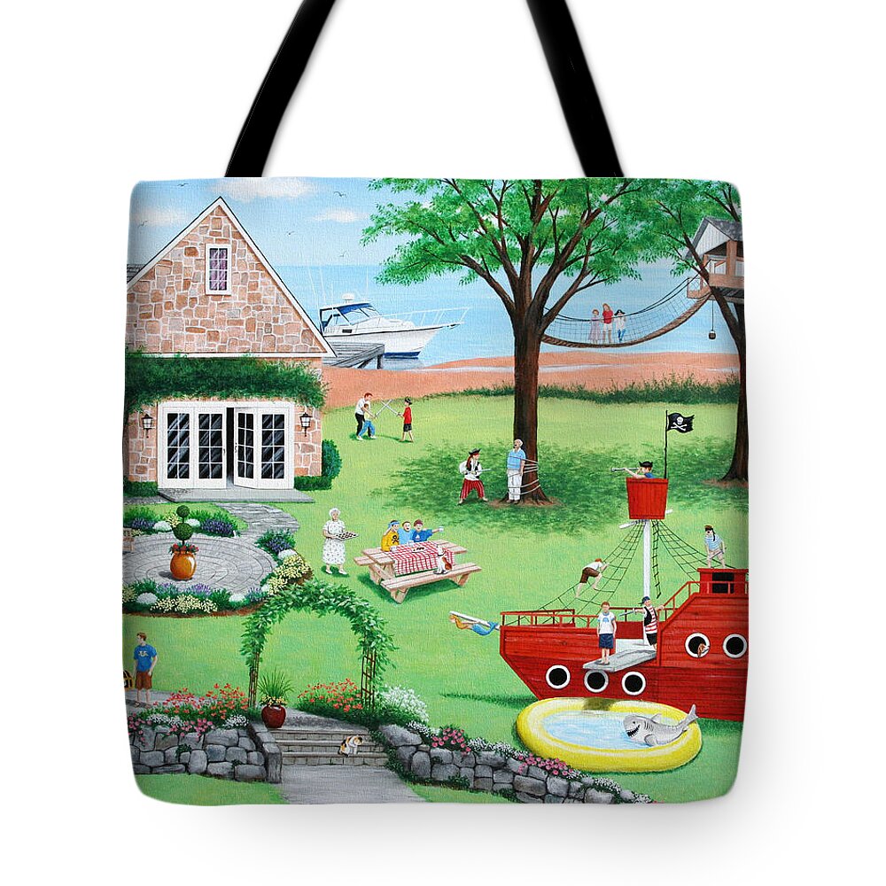 Naive Tote Bag featuring the painting On Grandpa's Watch by Wilfrido Limvalencia