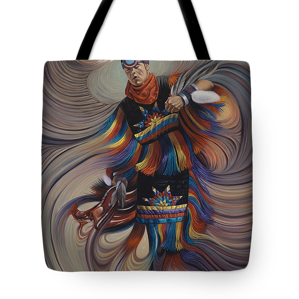 Native-american Tote Bag featuring the painting On Sacred Ground Series II by Ricardo Chavez-Mendez