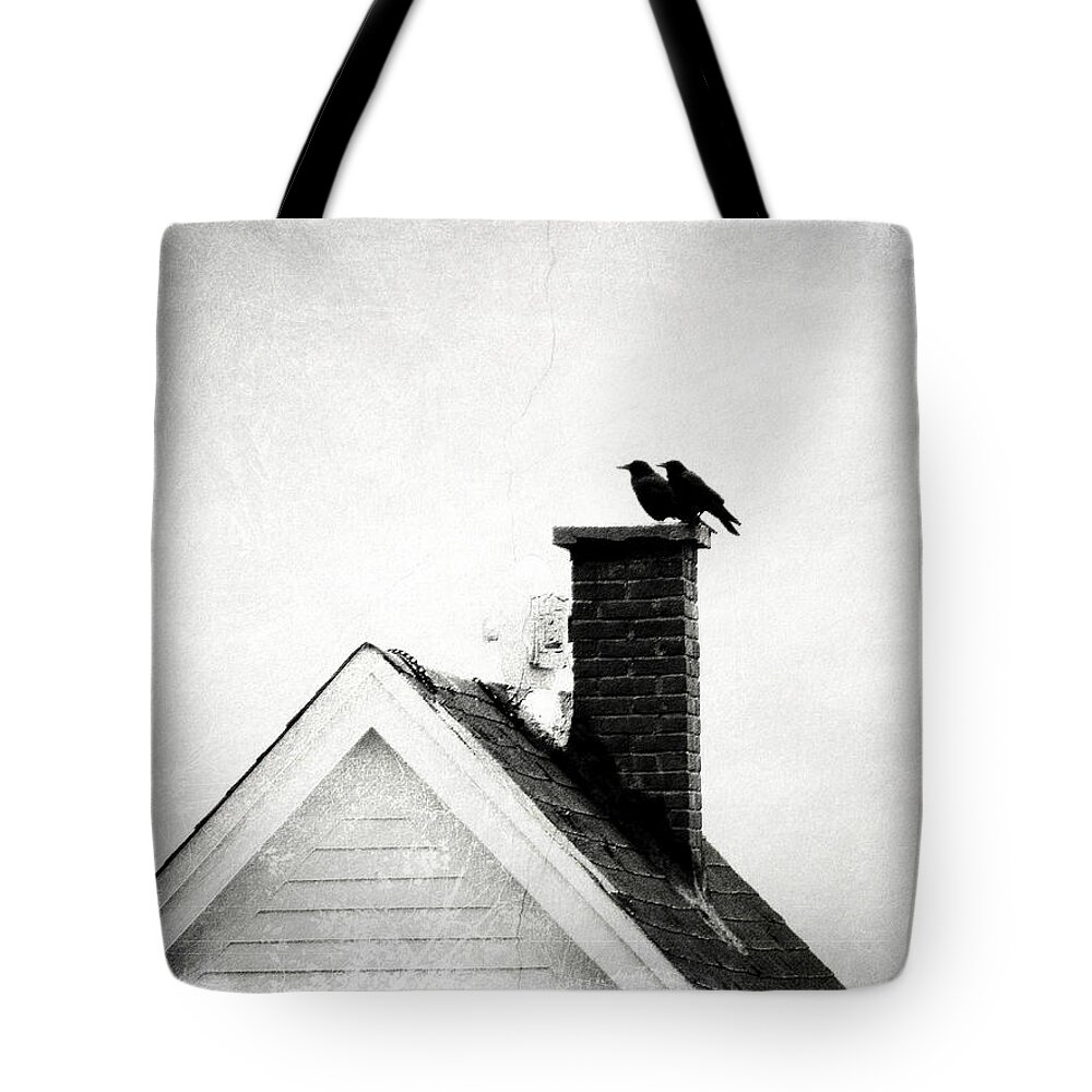 Crows Tote Bag featuring the photograph On The Chimney by Zinvolle Art