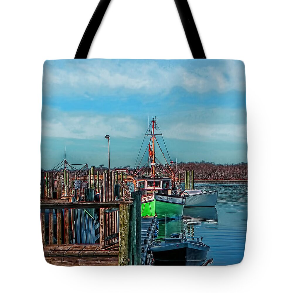 Photographs Tote Bag featuring the photograph On the Dockside Bristol Rhode Island by Tom Prendergast