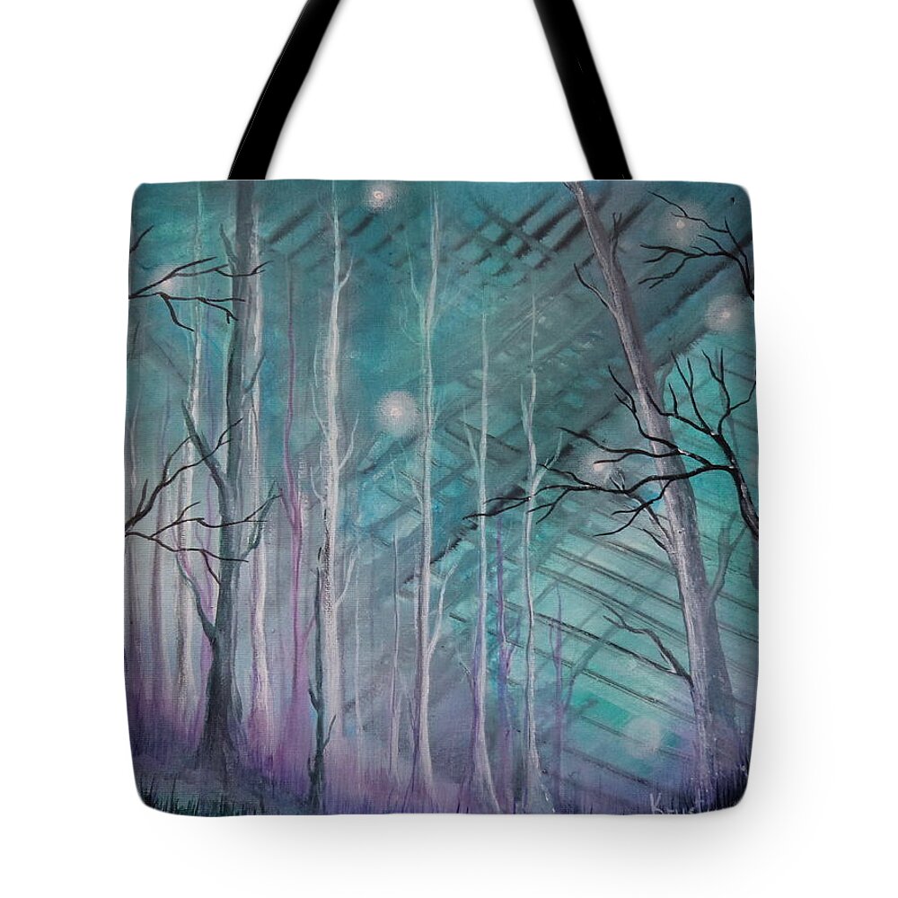 Forest Tote Bag featuring the painting On The Edge Of Abstract by Krystyna Spink