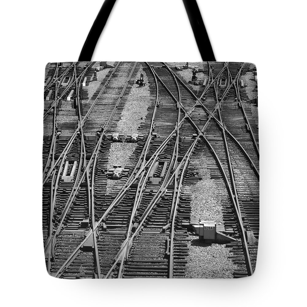 Railroad Tote Bag featuring the photograph On The Right Track? by ELDavis Photography