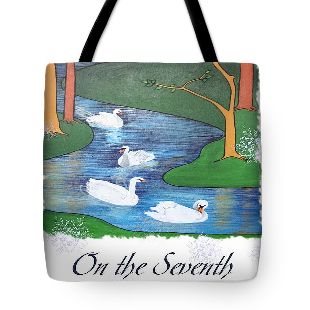 Art Nouveau Tote Bag featuring the painting On The Seventh Day Of Christmas by Taiche Acrylic Art