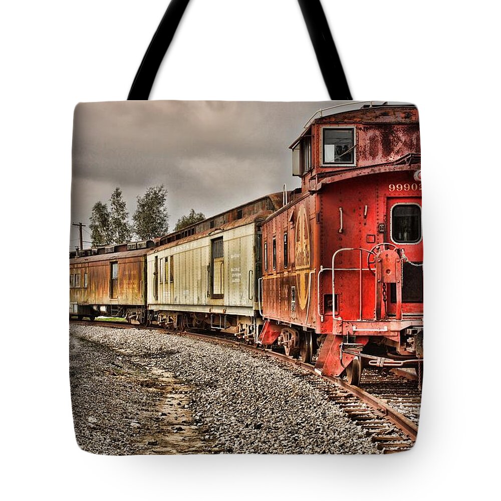 Train Tote Bag featuring the photograph On Track by Peggy Hughes