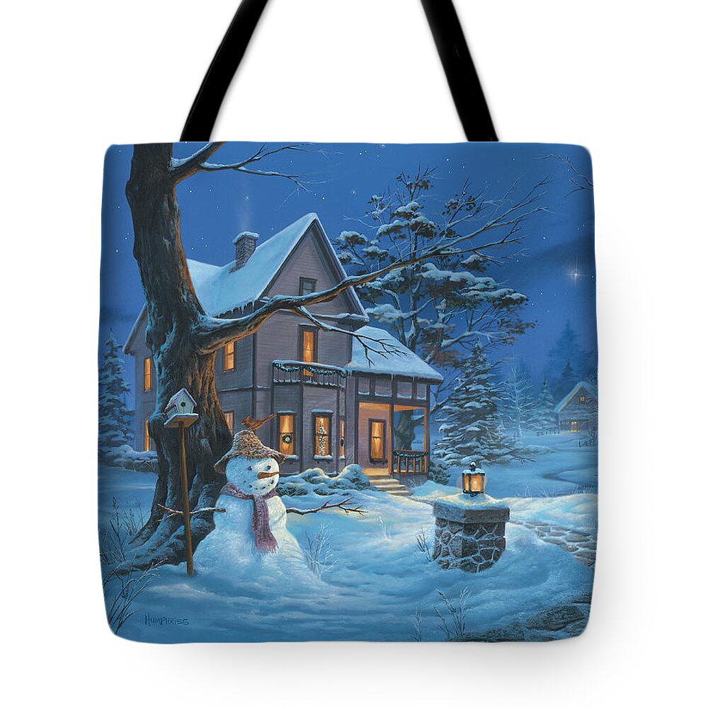 Michael Humphries Tote Bag featuring the painting Once Upon A Winter's Night by Michael Humphries