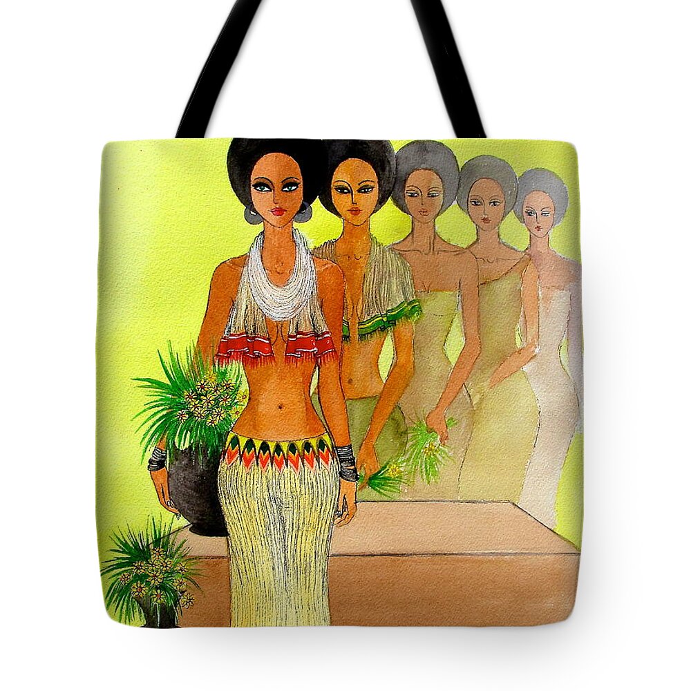 African Paintings Tote Bag featuring the painting One Beauty by Mahlet