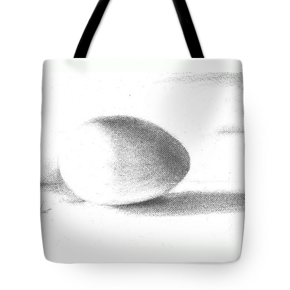 Still Life Tote Bag featuring the drawing One Egg Only by Maria Hunt