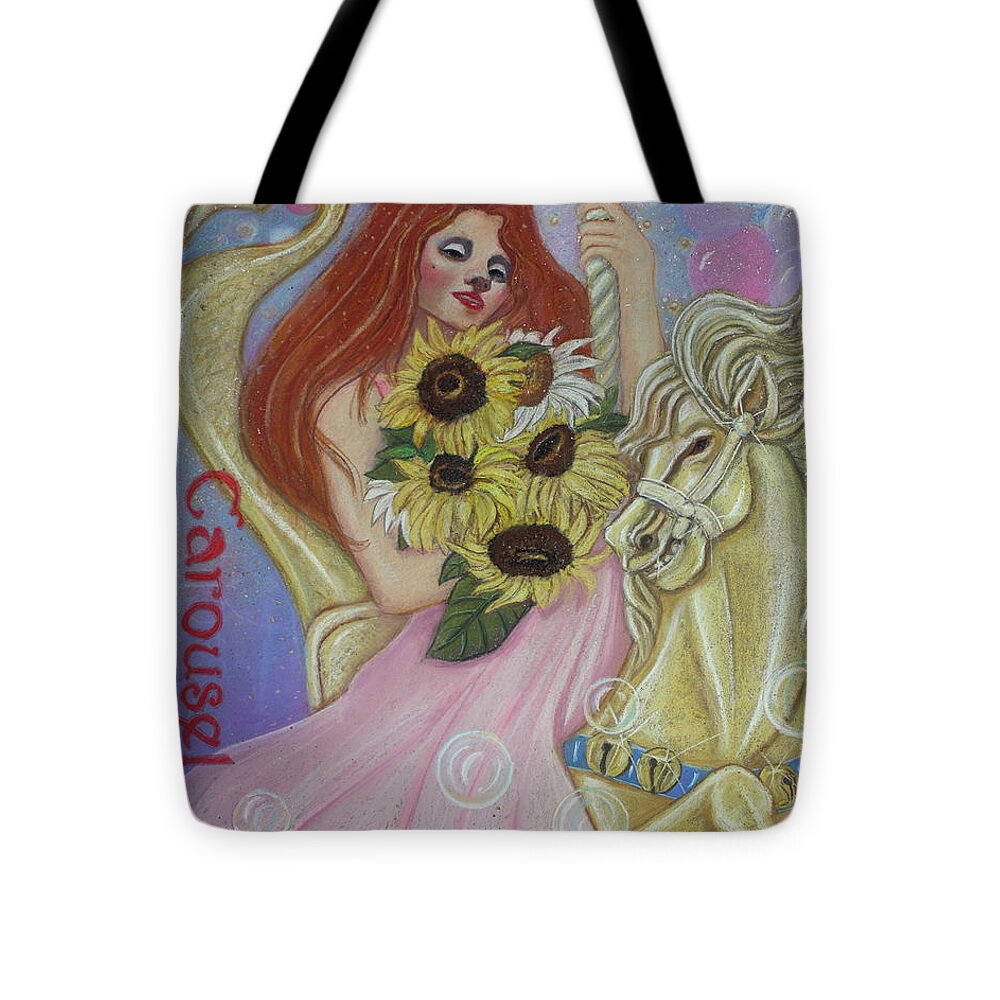 Horse Tote Bag featuring the painting One More Ride On The Merry-go-round by Pamela Mccabe