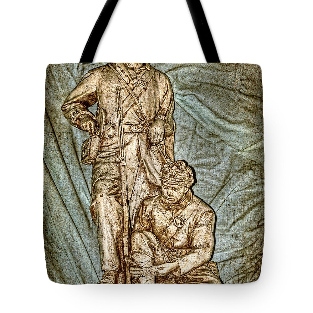 rogers Group Tote Bag featuring the photograph One More Shot - Rogers Group Statue by Carol Senske