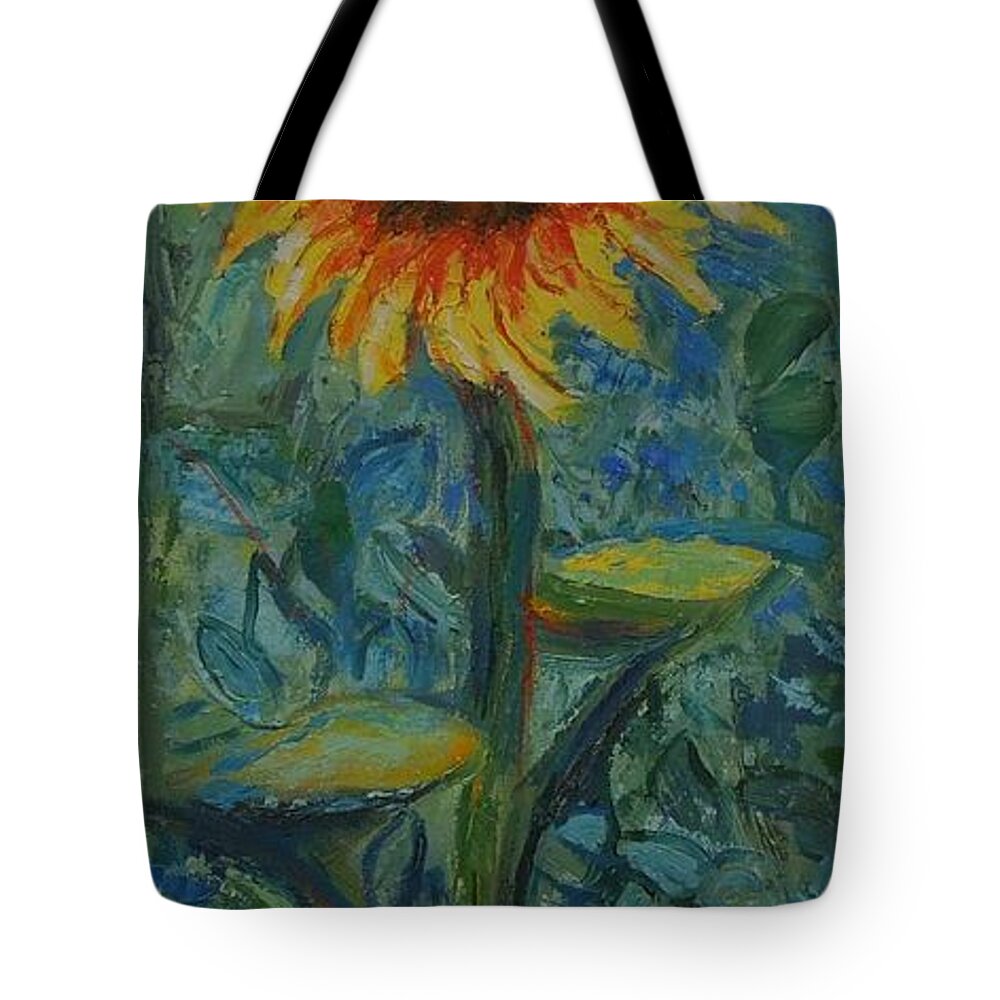Sunflower Tote Bag featuring the painting One Sunflower - Sold by Judith Espinoza