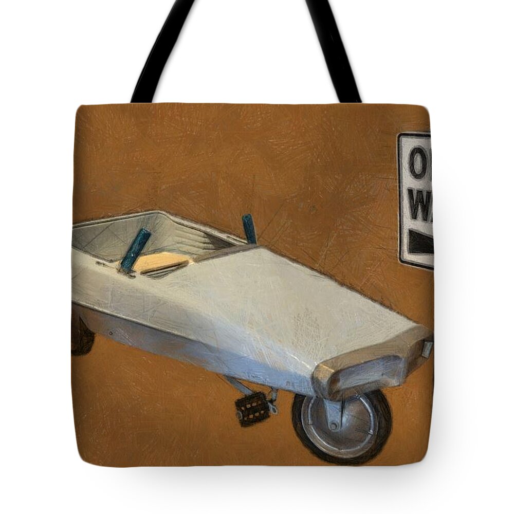 Steering Wheel Tote Bag featuring the photograph One Way Pedal Car by Michelle Calkins