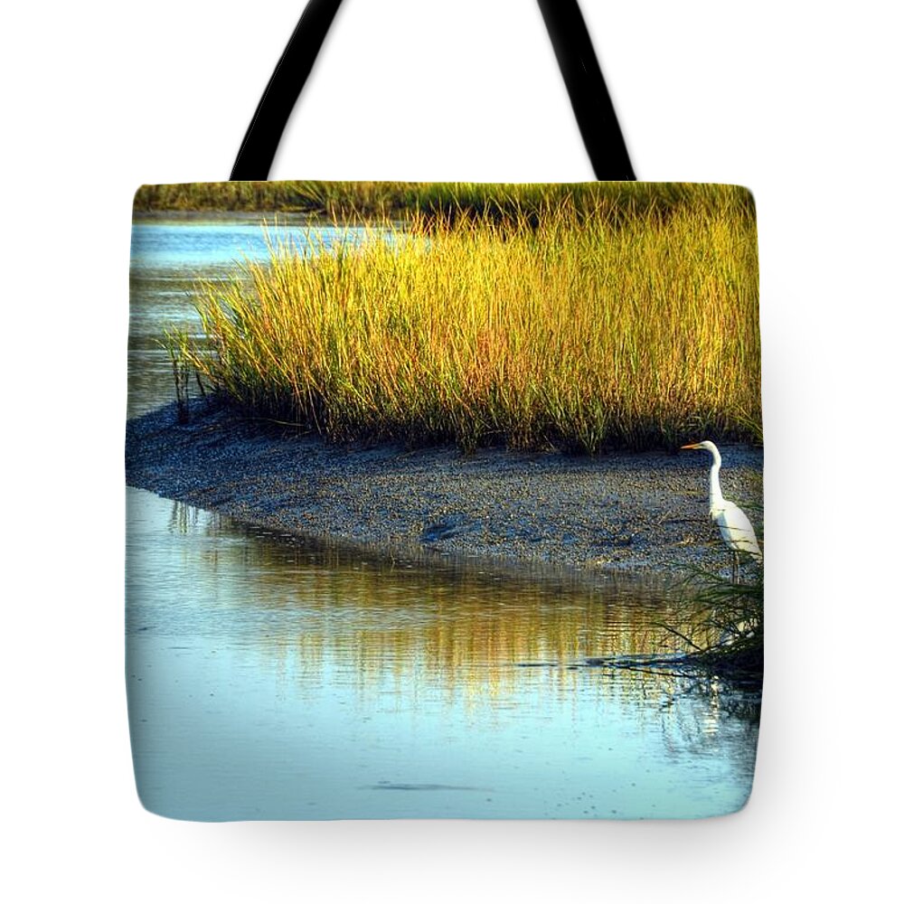 Egrets Tote Bag featuring the photograph One With Nature by Mel Steinhauer