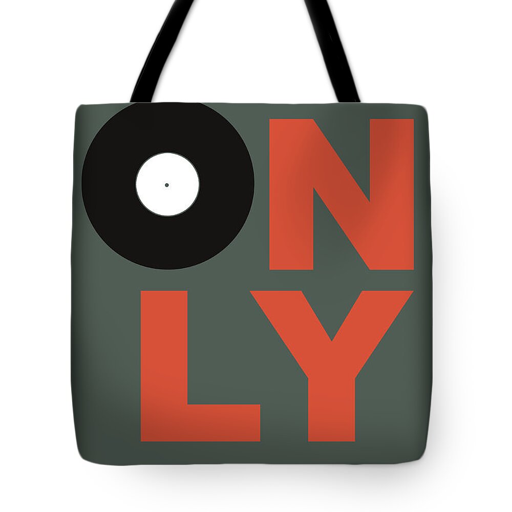 Funny Tote Bag featuring the digital art Only Vinyl Poster 2 by Naxart Studio