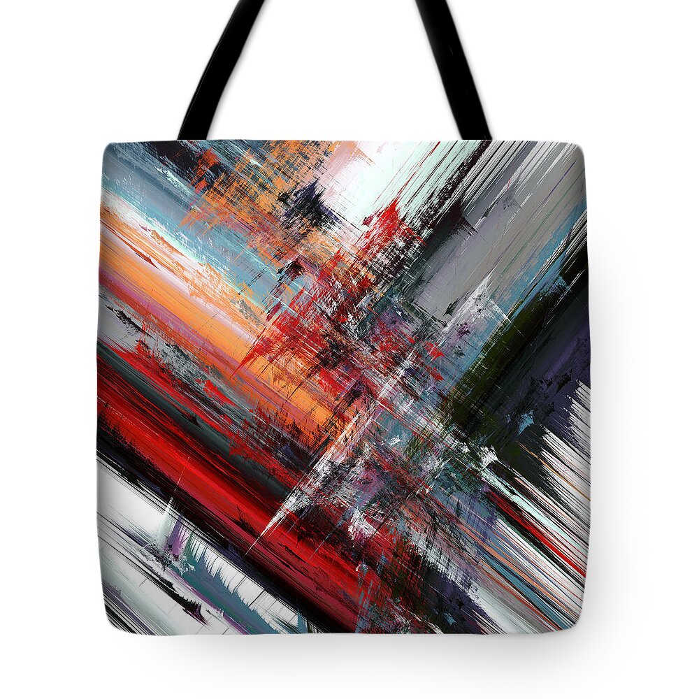 Abstract Tote Bag featuring the digital art Opposing Angles by Hal Tenny