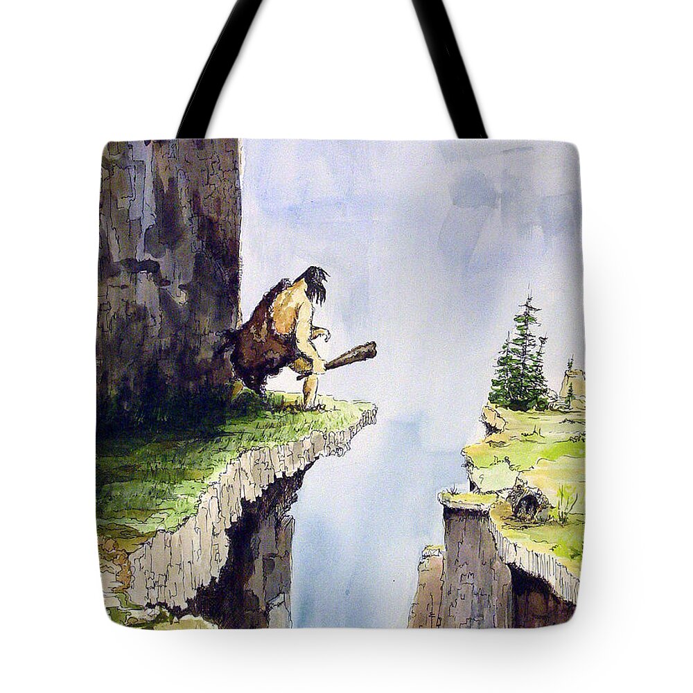 Cave Tote Bag featuring the painting Oops by Sam Sidders