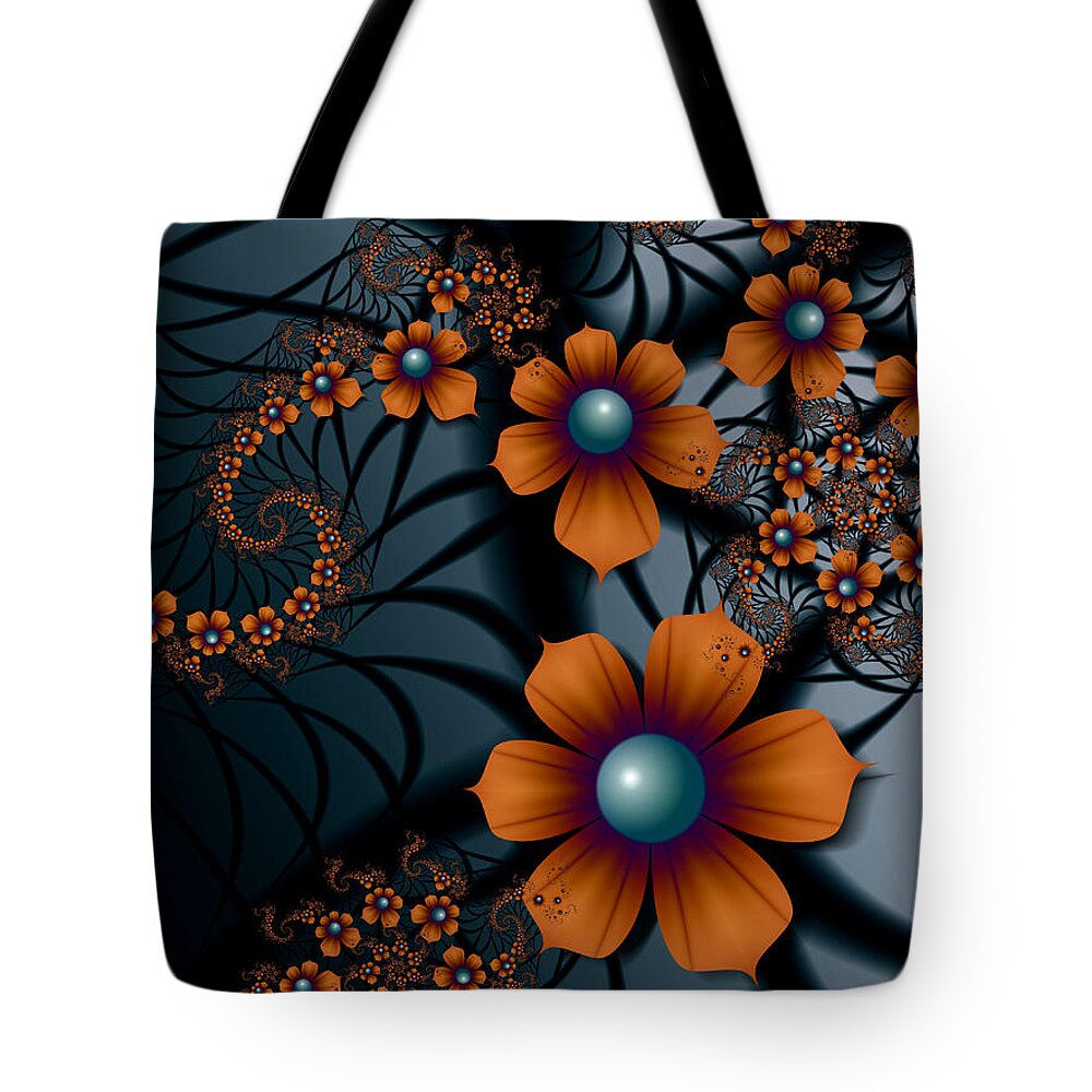 Blossoms Tote Bag featuring the digital art Orange Blossoms by Kiki Art