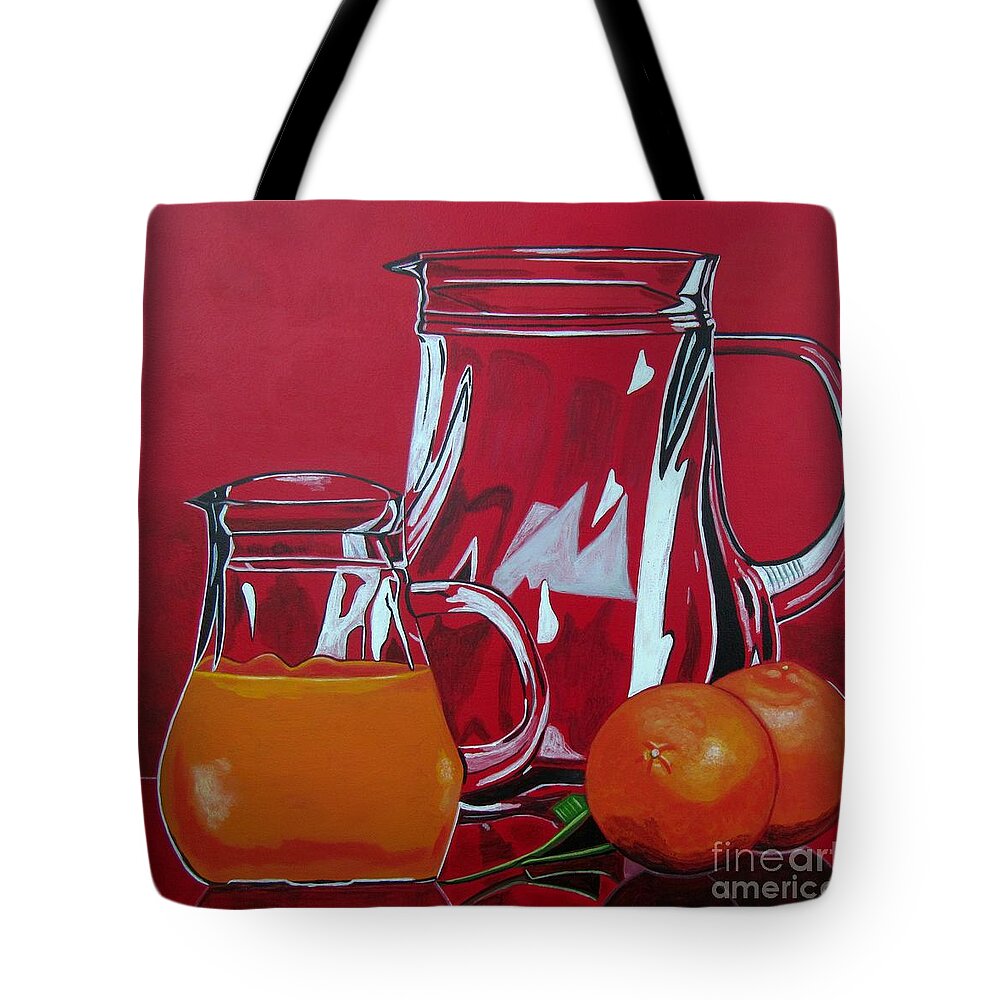 Food Tote Bag featuring the painting Orange Juggle by Sandra Marie Adams