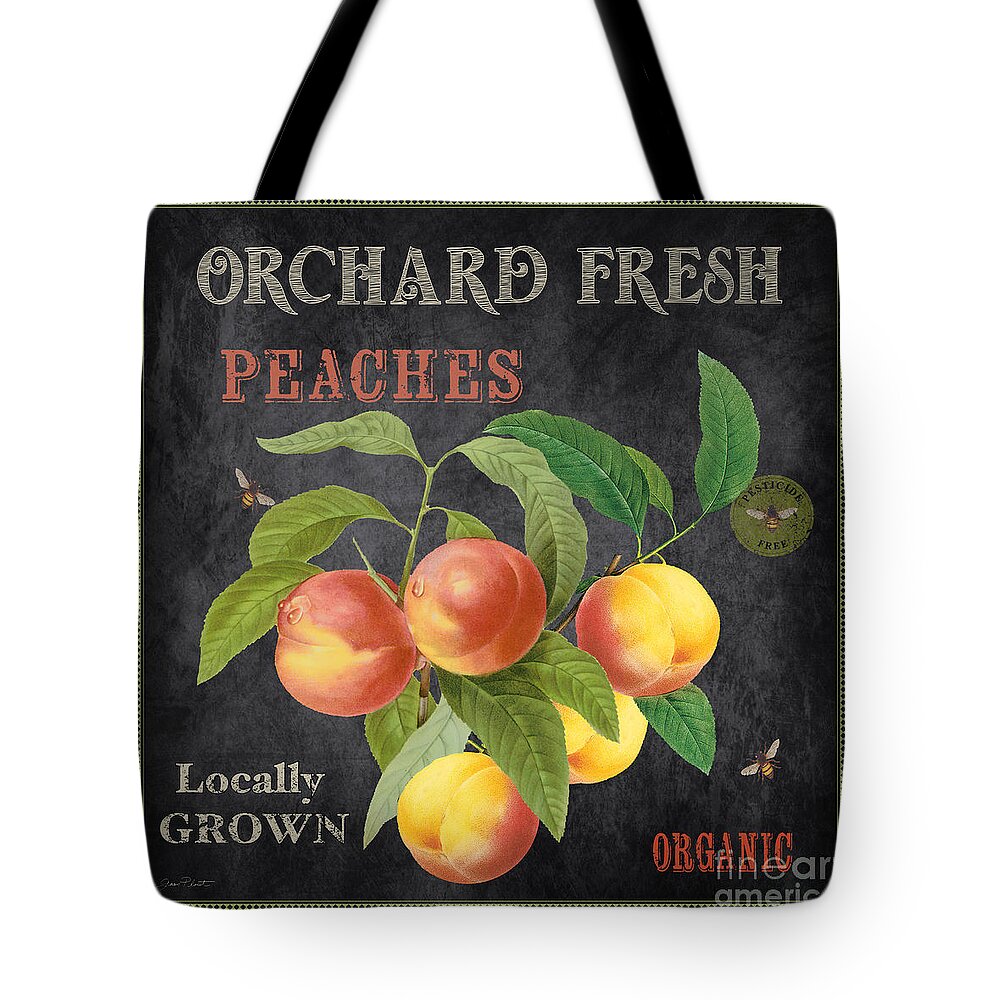Orchard Fresh Tote Bag featuring the painting Orchard Fresh Peaches-JP2640 by Jean Plout