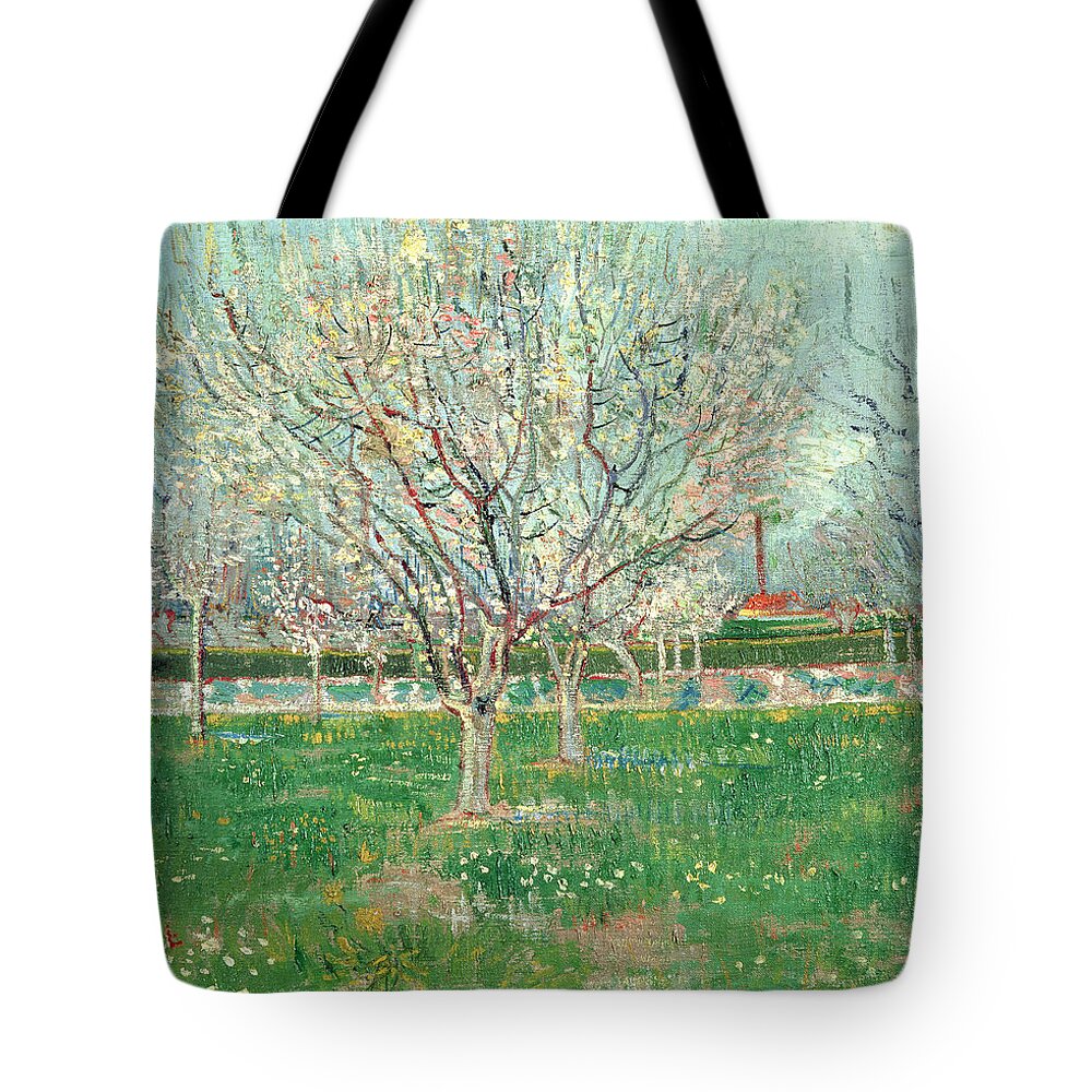 Vincent Van Gogh Tote Bag featuring the painting Orchard In Blossom, 1880 by Vincent van Gogh
