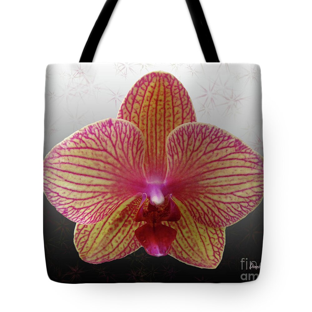 Flower Tote Bag featuring the photograph Orchid with Stars by Donna Brown
