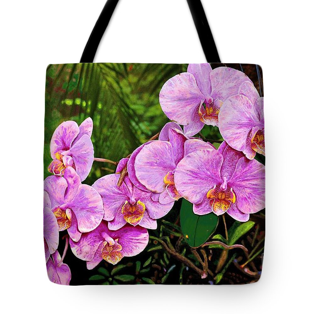 Orchids Tote Bag featuring the painting Orchidstra by Jackie Case
