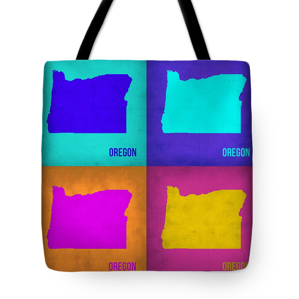 Oregon Map Tote Bag featuring the painting Oregon Pop Art Map 1 by Naxart Studio
