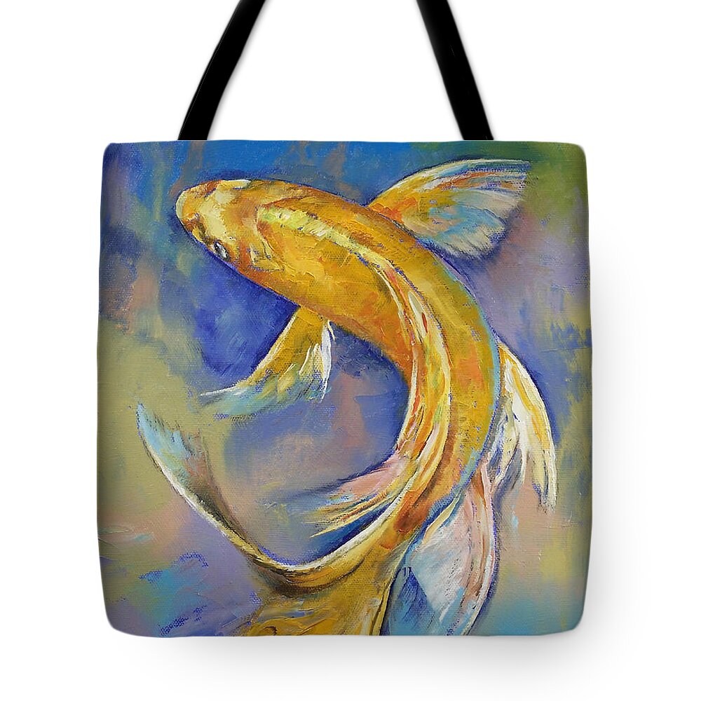 Orenji Tote Bag featuring the painting Orenji Butterfly Koi by Michael Creese