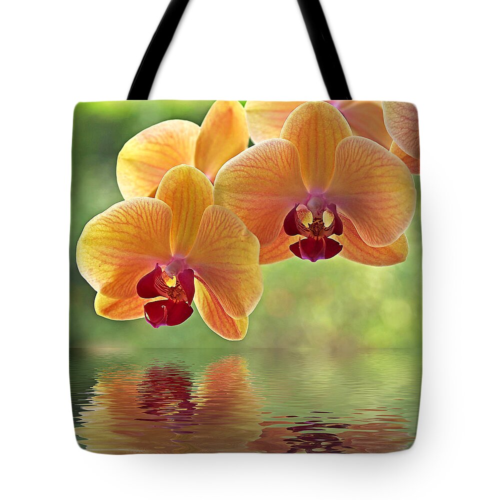 Orchid Tote Bag featuring the photograph Oriental Spa - Square by Gill Billington
