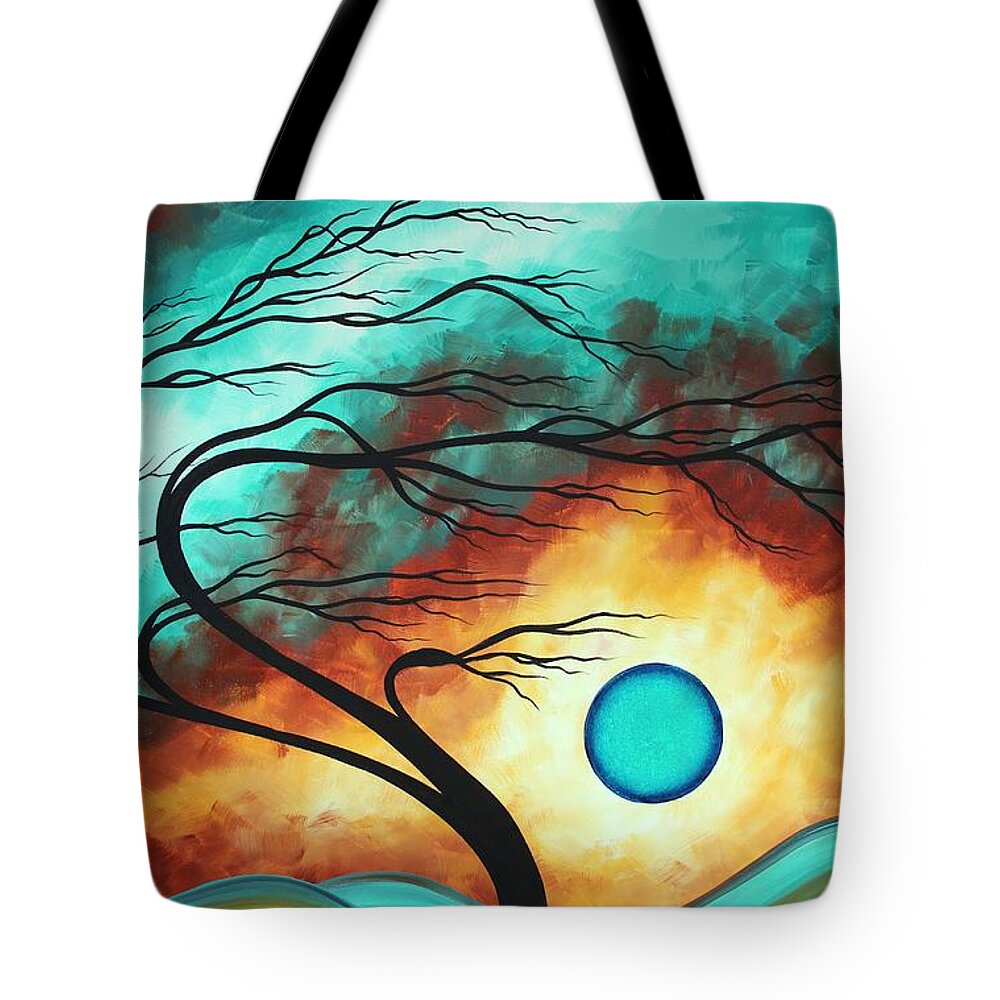 Abstract Tote Bag featuring the painting Original Bold Colorful Abstract Landscape Painting FAMILY JOY I by MADART by Megan Duncanson