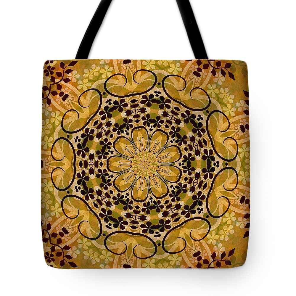 Intricate Tote Bag featuring the mixed media Ornamental 1 Version 3 Medallion by Angelina Tamez