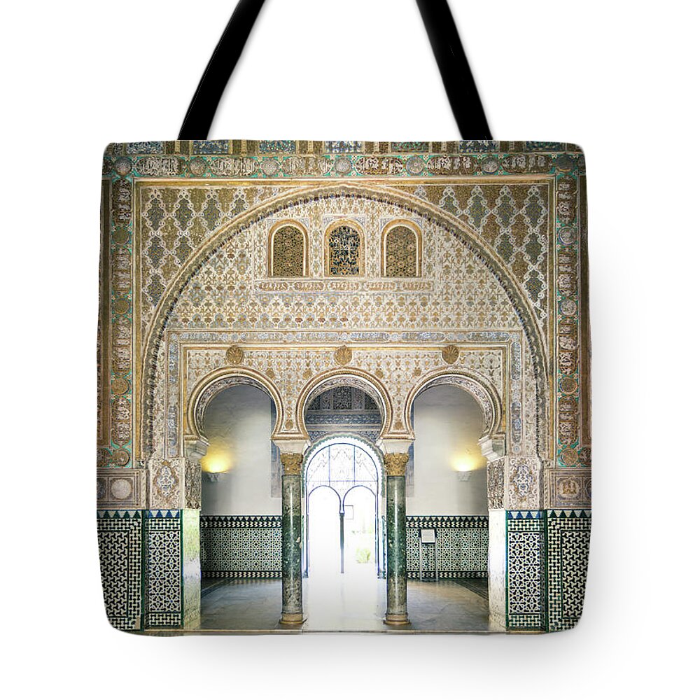 Arch Tote Bag featuring the photograph Ornate Door Inside The Alcazar Palace by Matteo Colombo
