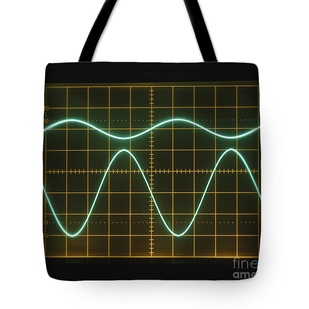 Black Background Tote Bag featuring the photograph Oscilloscope Screen by Clive Streeter / Dorling Kindersley / Marconi Instruments Ltd