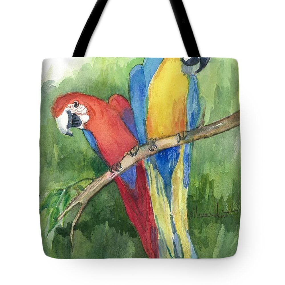 Birds Tote Bag featuring the painting Lunch in the Wild by Maria Hunt