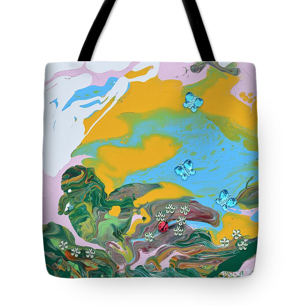 Modern Tote Bag featuring the painting Out Grazing For Bugs by Donna Blackhall
