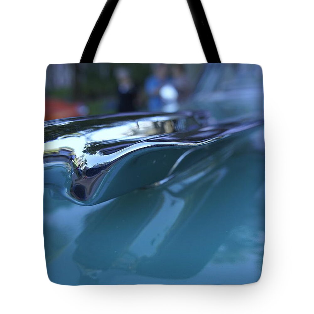 Antique Car Ornament Tote Bag featuring the photograph Out of the Metal by Laurie Perry