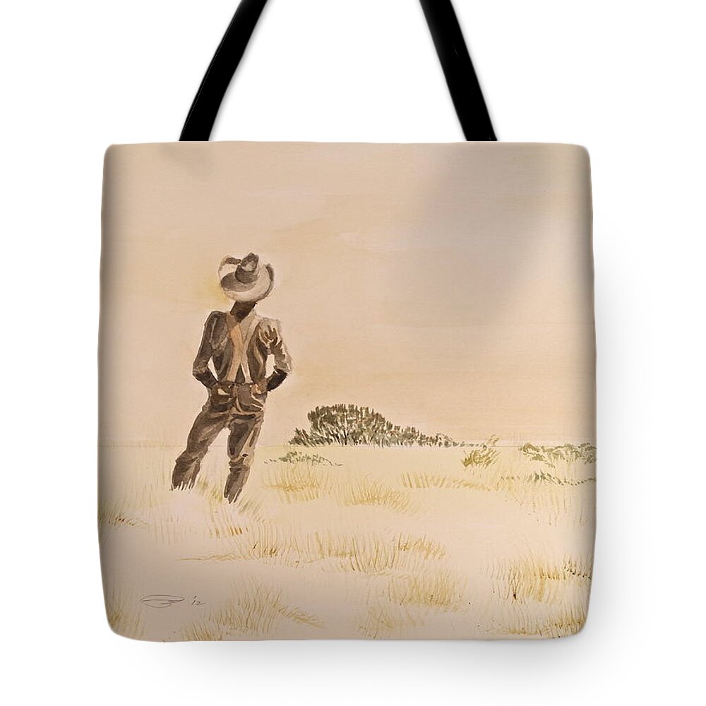 Western Scene Tote Bag featuring the painting Out There by Michele Myers