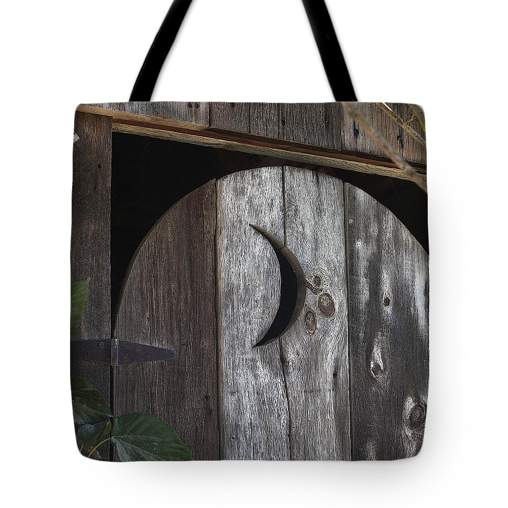 Outhouse Tote Bag featuring the photograph Outhouse Door by Art Block Collections