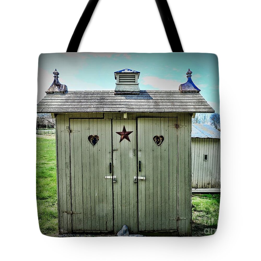 Outhouse Tote Bag featuring the photograph Outhouse - His and Hers by Paul Ward