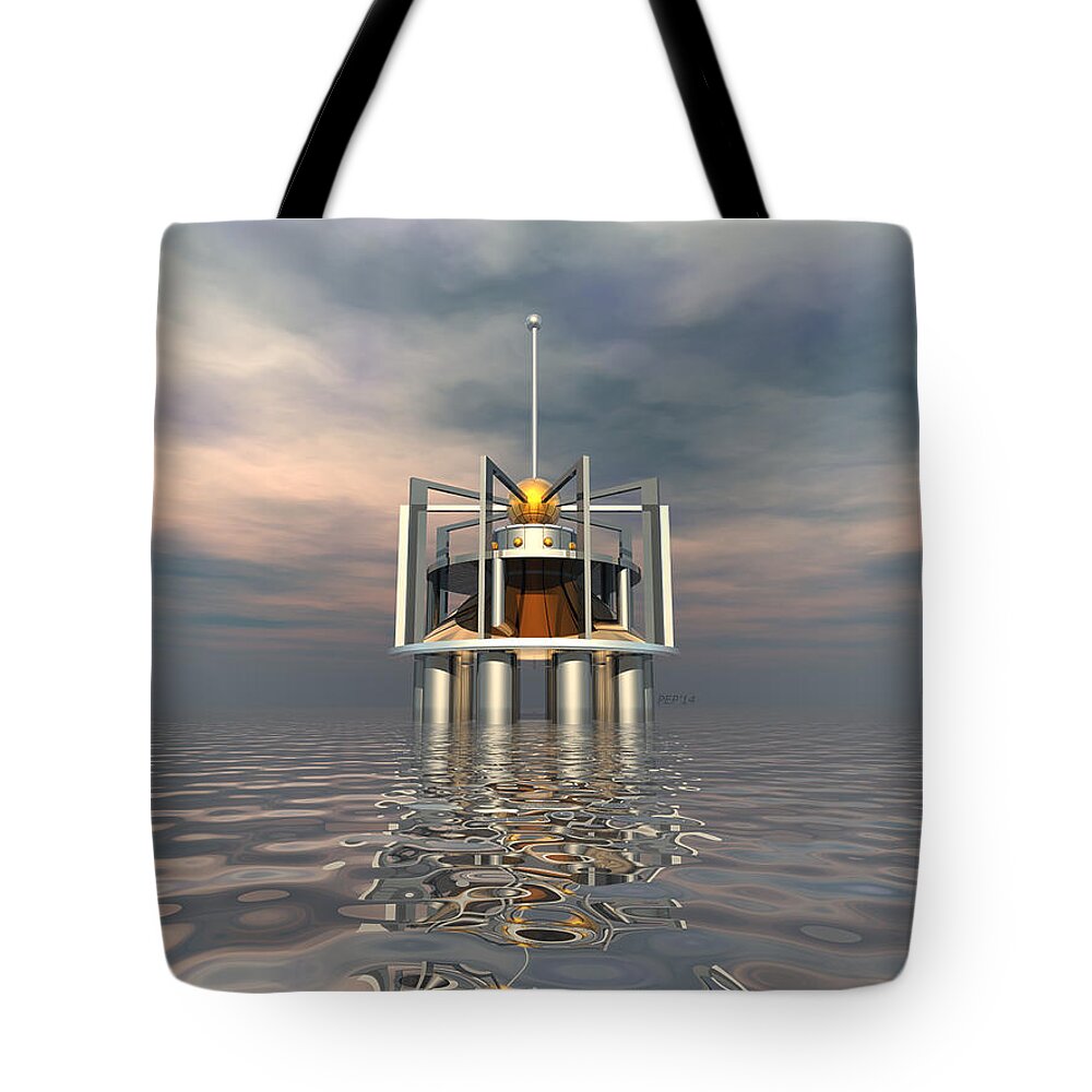 Structure Tote Bag featuring the digital art Outpost by Phil Perkins