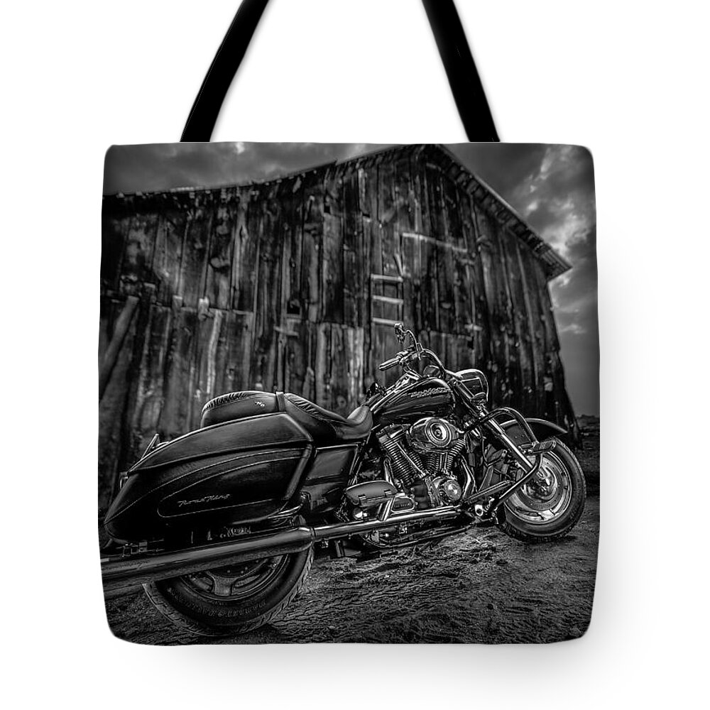 Davidson Tote Bag featuring the photograph Outside the Barn BW by Yo Pedro