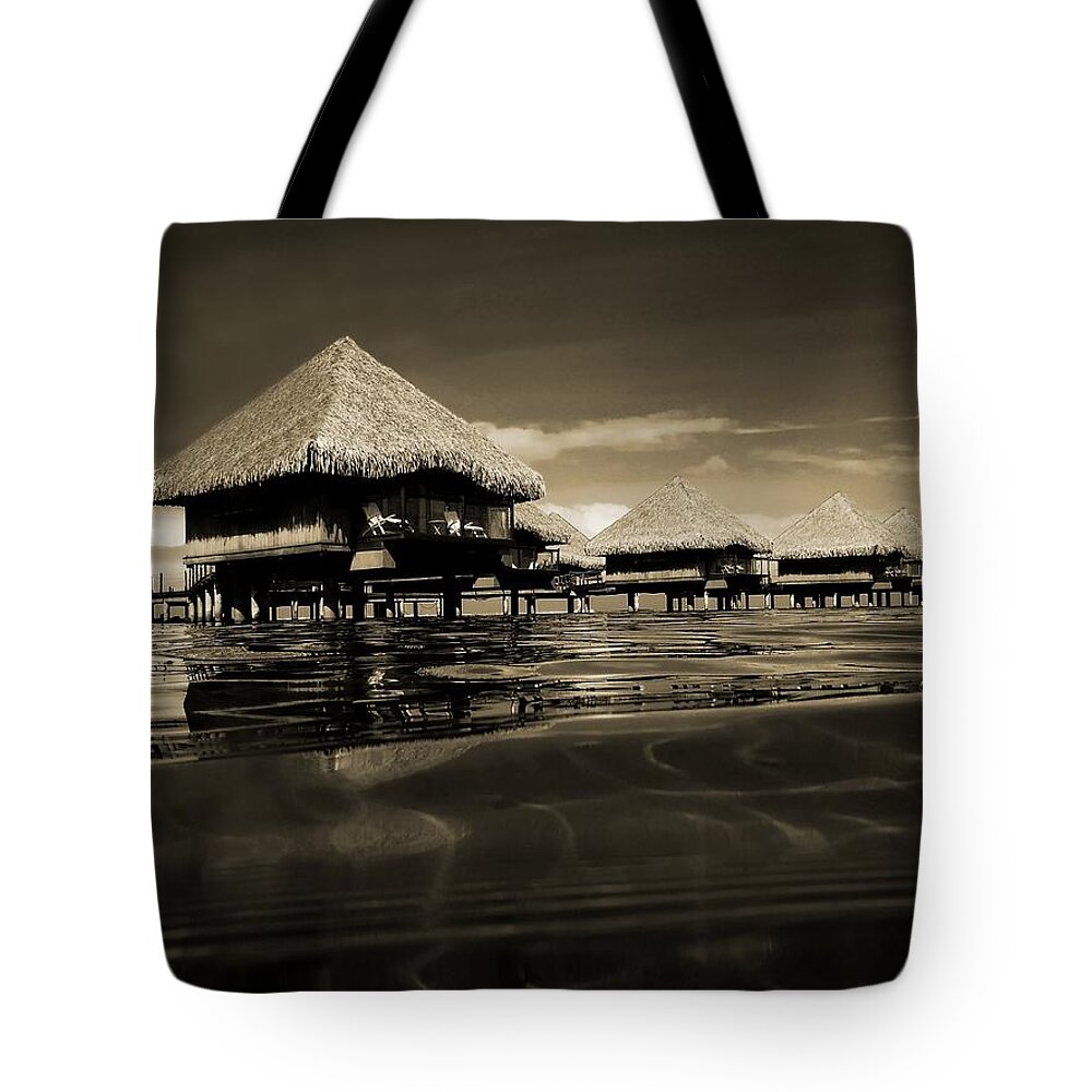 Overwater Bungalows Tote Bag featuring the photograph Overwater Bungalows by Zinvolle Art
